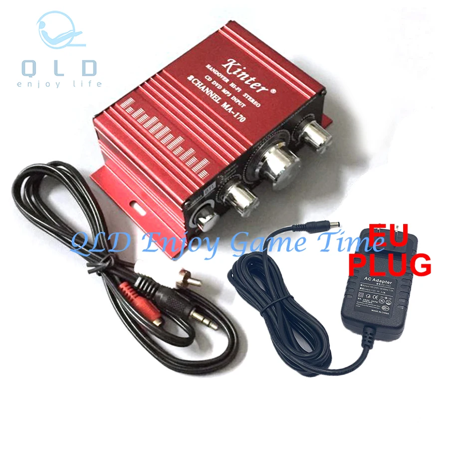 LED MINI Amplifier with Power Adapter, Speaker for Arcade, Audio Game Machine, Mobile Phone, MP3 Music Player, 4 Inch