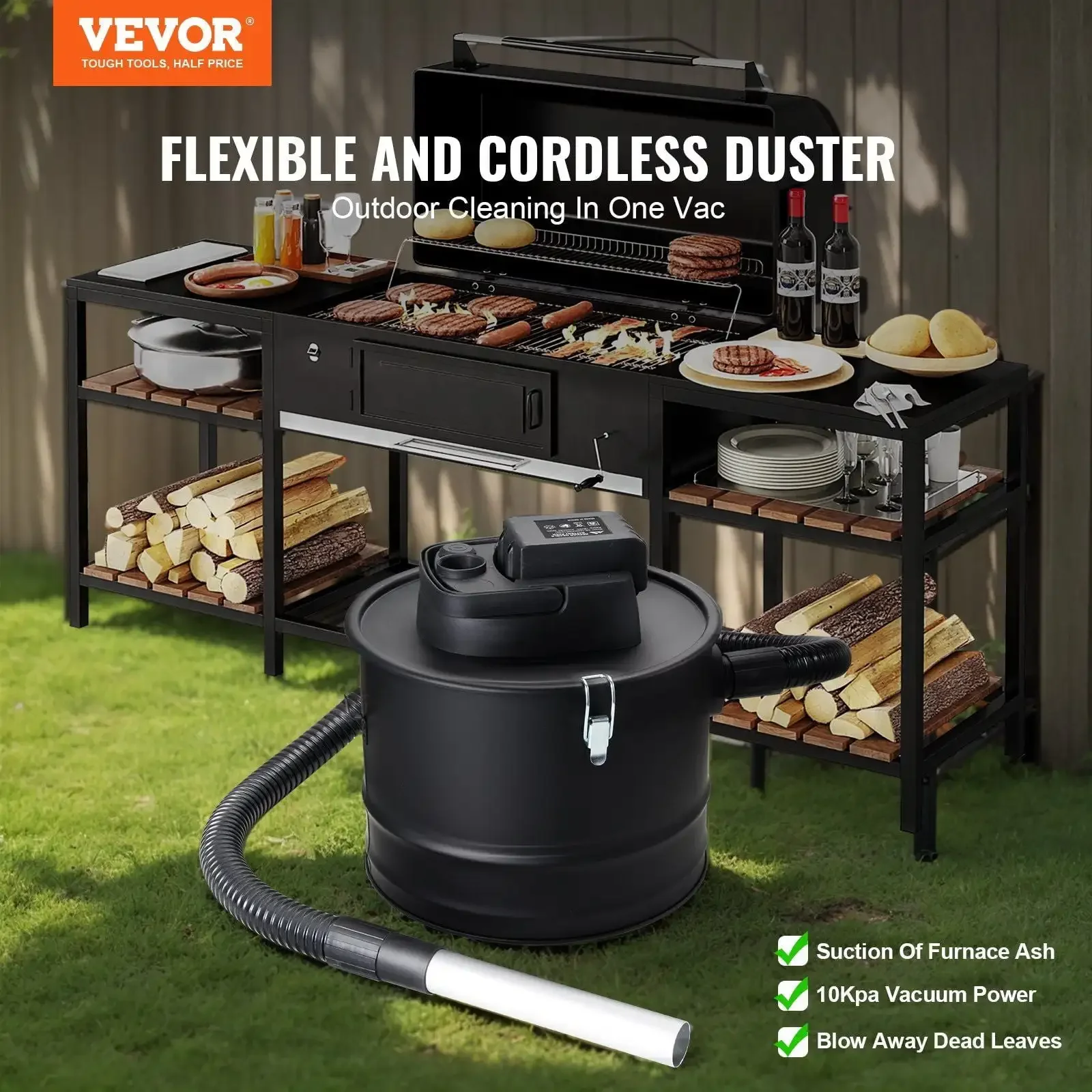 Ash Vacuum Cleaner 15L 10 Kpa for Fireplaces Pellet Stoves Grills BBQ