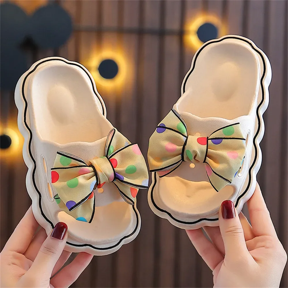 Kinder-Hausschuhe Frühling Herbst Mädchen Mode Schleife Rutschfeste Hausschuhe für Drinnen und Draußen Dickboden-Strandsandalen – Detail 7