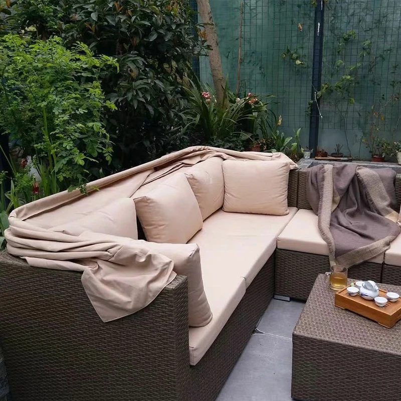 Outdoor sofa balcony courtyard sunshade cane chair