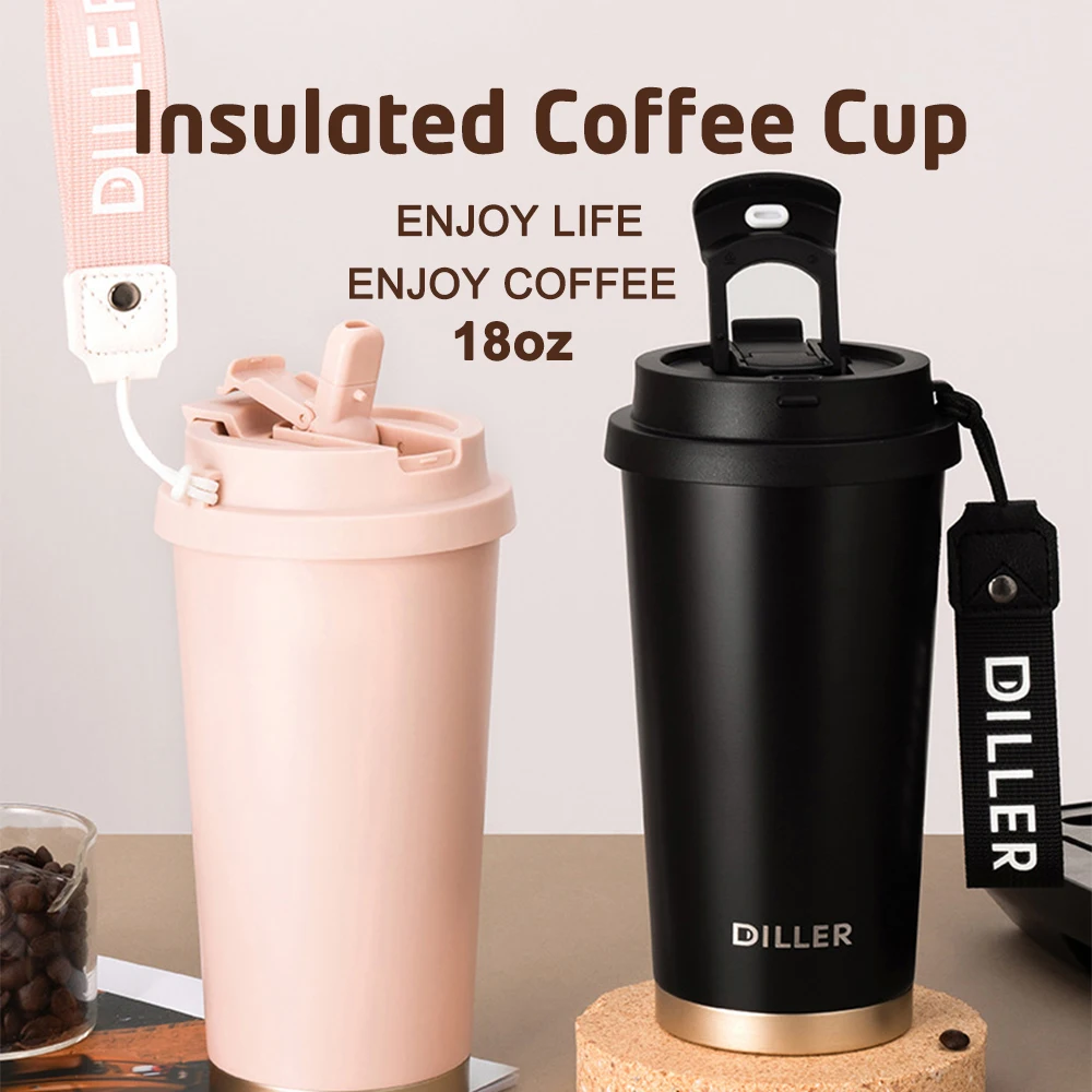 Insulated Coffee Travel Mug Spill Proof with Leakproof Lid Vacuum Stainless Steel Thermos Coffee Tumblers Coffee Cup 520ml