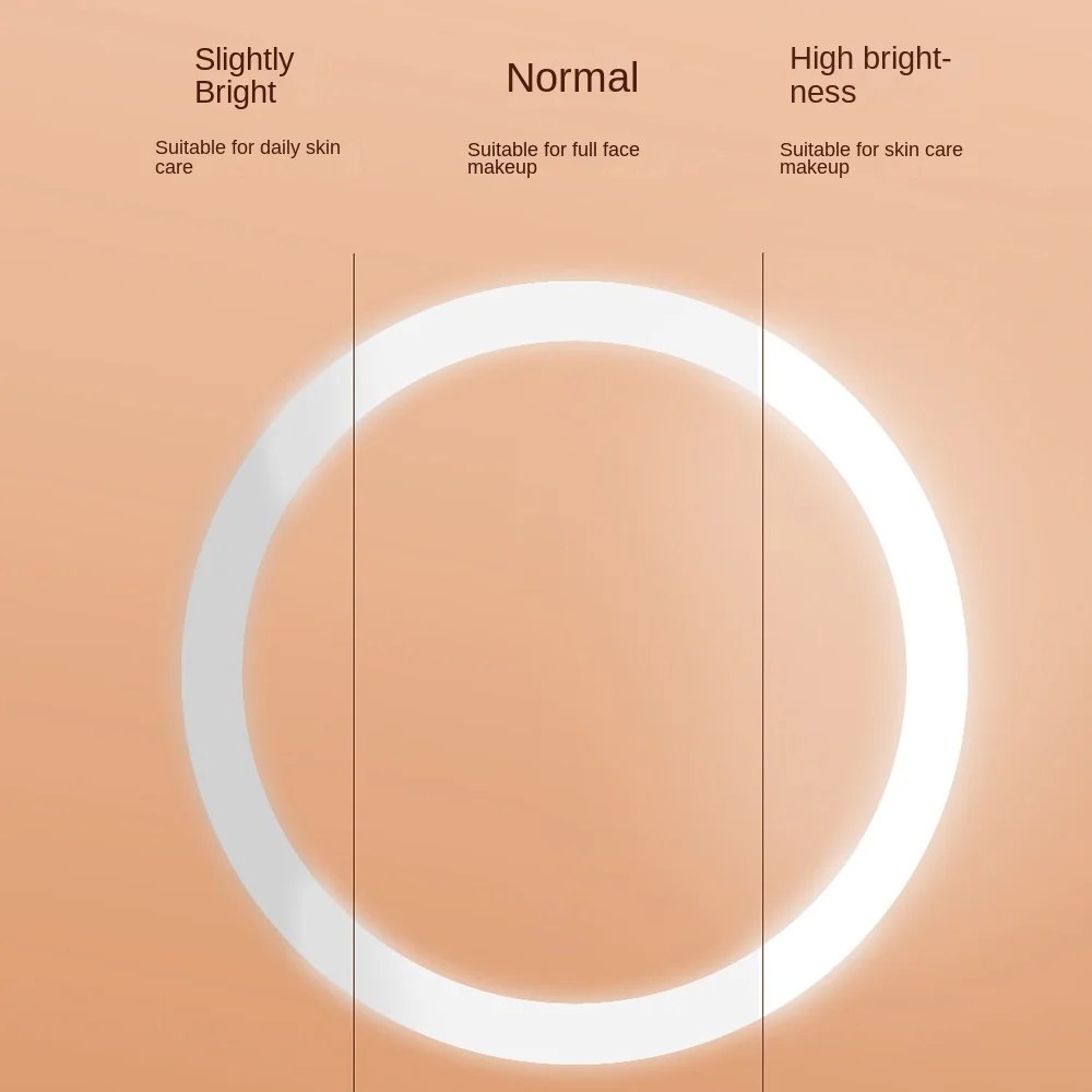 

Регулируемое светодиодное зеркало для макияжа, 3-цветная вращающаяся подсветка, портативные косметические зеркала с регулируемой яркостью высокой четкости