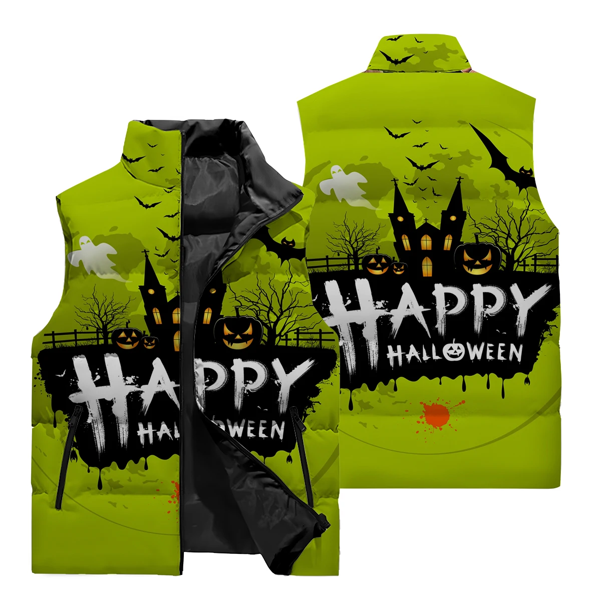 Fall/Winter 2024 New Fashion Horror Skull Pattern Style Color Matching Men's Jacket 3D Printed Clothing Winter Trend