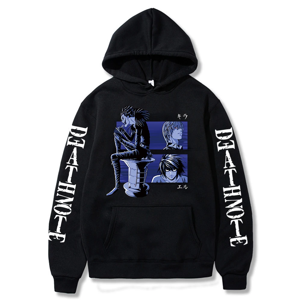 Vintage Anime Death Note Manga Sweatshirts Hooded Pullover Women Men Ryuk Harajuku Long Sleeve Hoodie Hip Hop Tops Sweatshirt