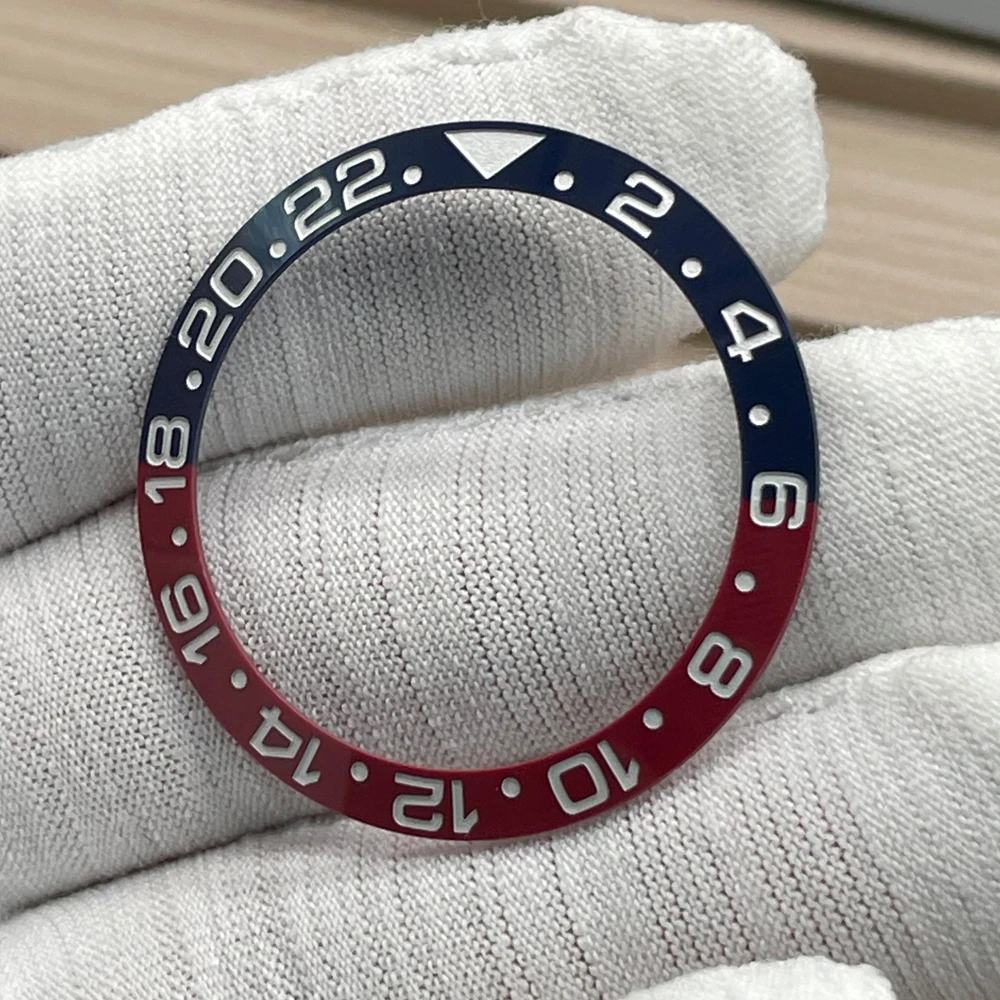 Original Ceramic Blue Red Bezel Insert Ring 24 Hours GMT 38mm*30.5mm for Rlx SUB Watch Replace Accessories A+