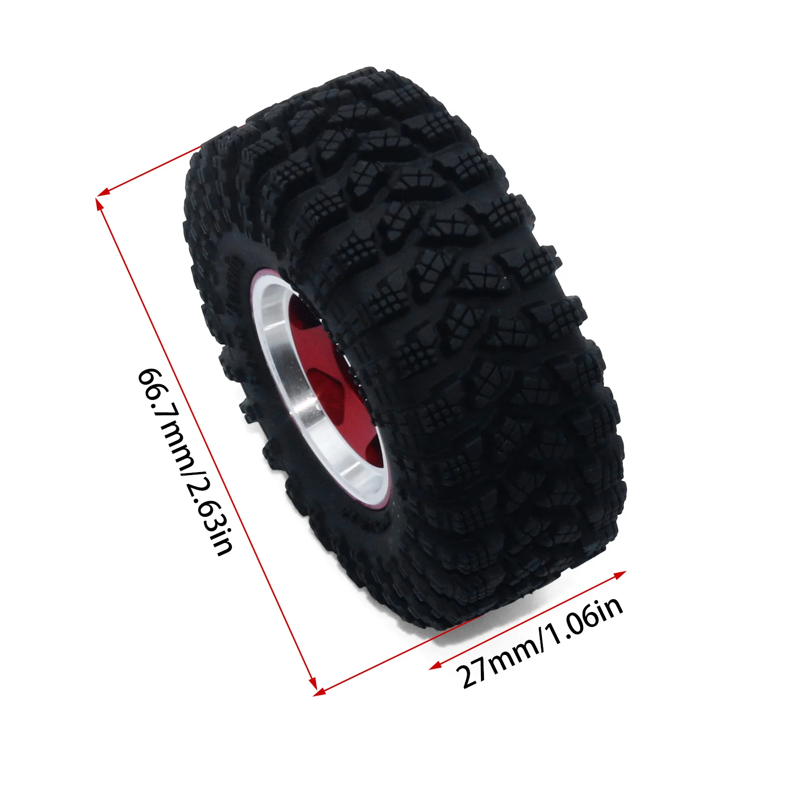 1,0-Zoll-Bettrock-Kletterreifen |     Reifen aus weichem Gummi mit hohem Griff |     Geeignet für RC-Kletterwagen im Maßstab 1:18 und 1/24 wie Scx24/Fcx24/Trx4M/Ax24