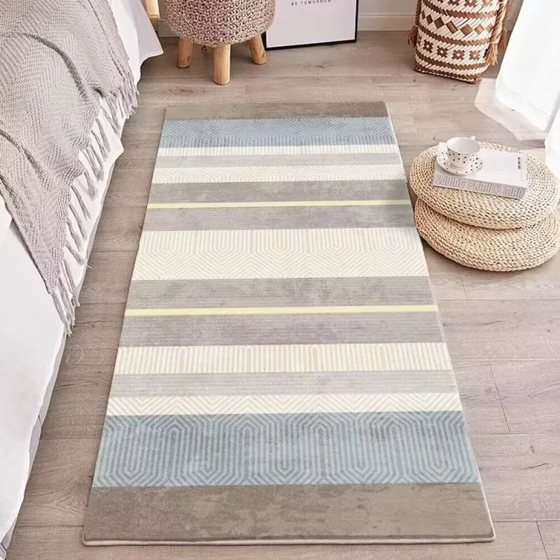 VIKAMA Cremefarbener Schlafzimmer-Nachttischteppich im koreanischen Stil, kurzer Flor, Sofa, Couchtisch, Wohnzimmer, Bodenmatte, Fußmatte