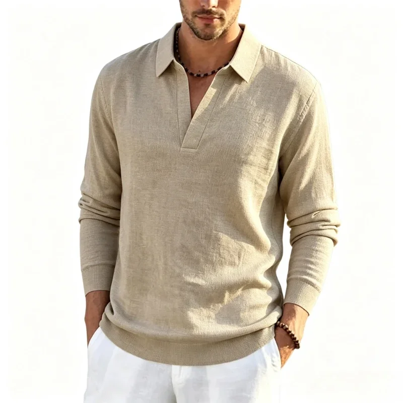 Man's Business Casual Blouse Autumn Long Sleeve T Shirt Comfortable Breathable Workwear Top for Formal Occasions Polo Shirts Man