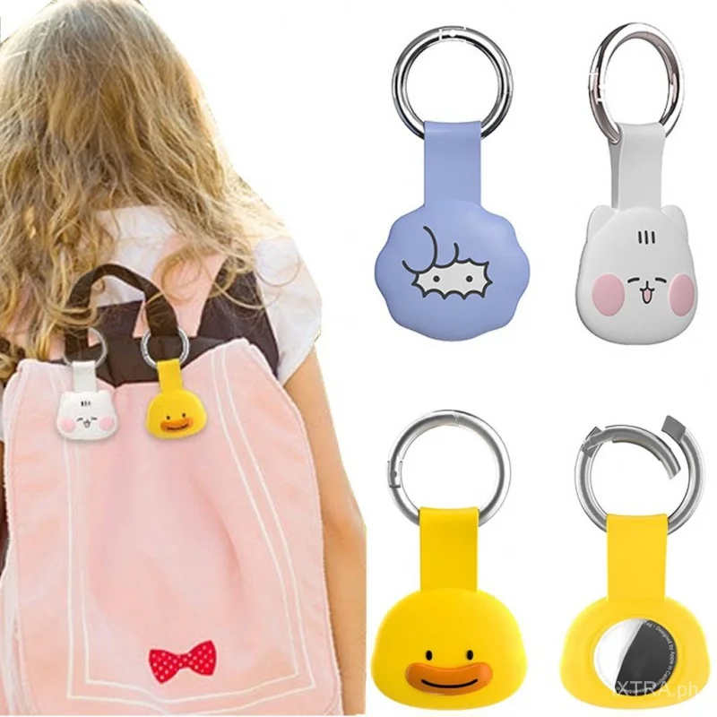 AirTag Cute Cartoon Duck Protective Cover Holder Case Key Ring Keychain Sleeve for kids pet luggage bags Keys Key rings Backpack