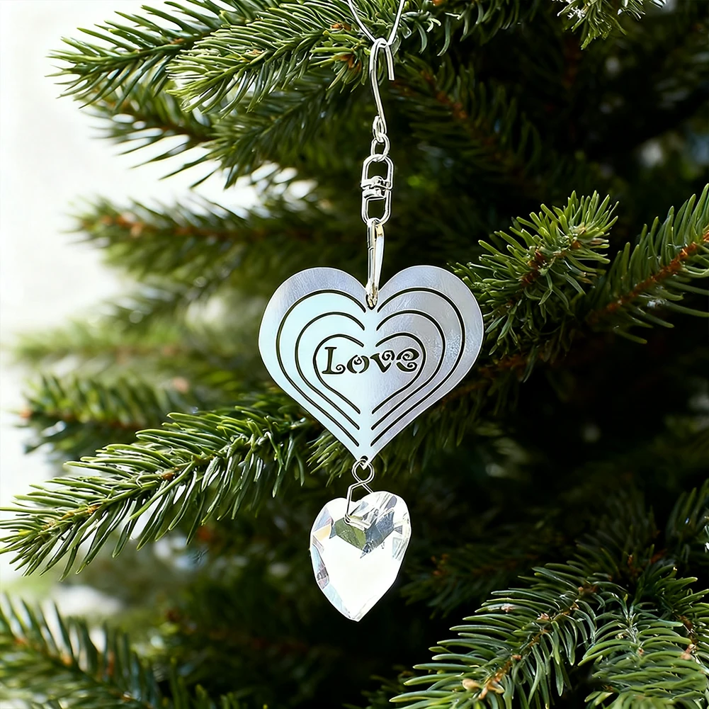Wind Spinner Crystal Suncatcher Hanging Flowing-Light Rainbow Maker Pendant Christmas Tree Window Centerpieces Decor with Hook