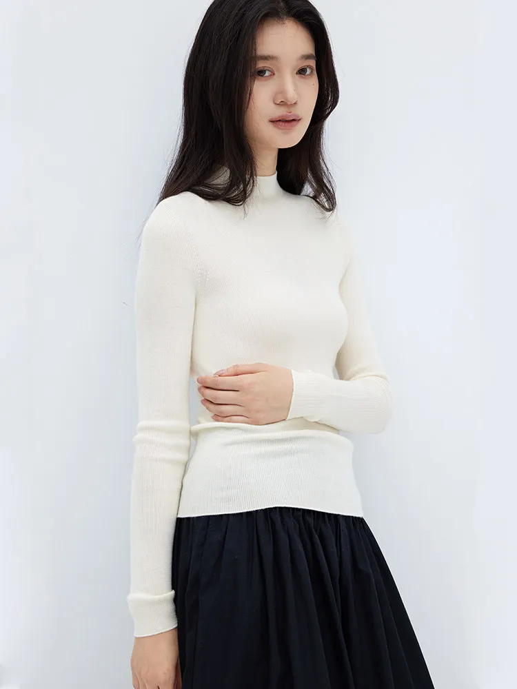 Island essence seamless German Yangtze 120s double thickened semi-turtleneck turtleneck wool sweater base knitted sweater woman