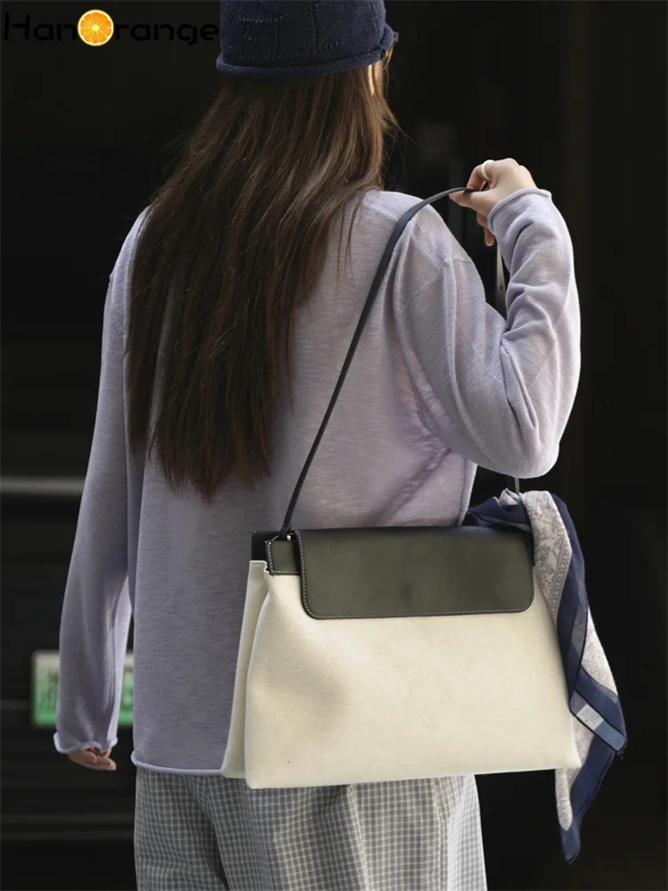 HanOrange 2025 début automne paresseux relaxant col rond tricoté pull femmes Silhouette décontracté haut en tricot gris/violet