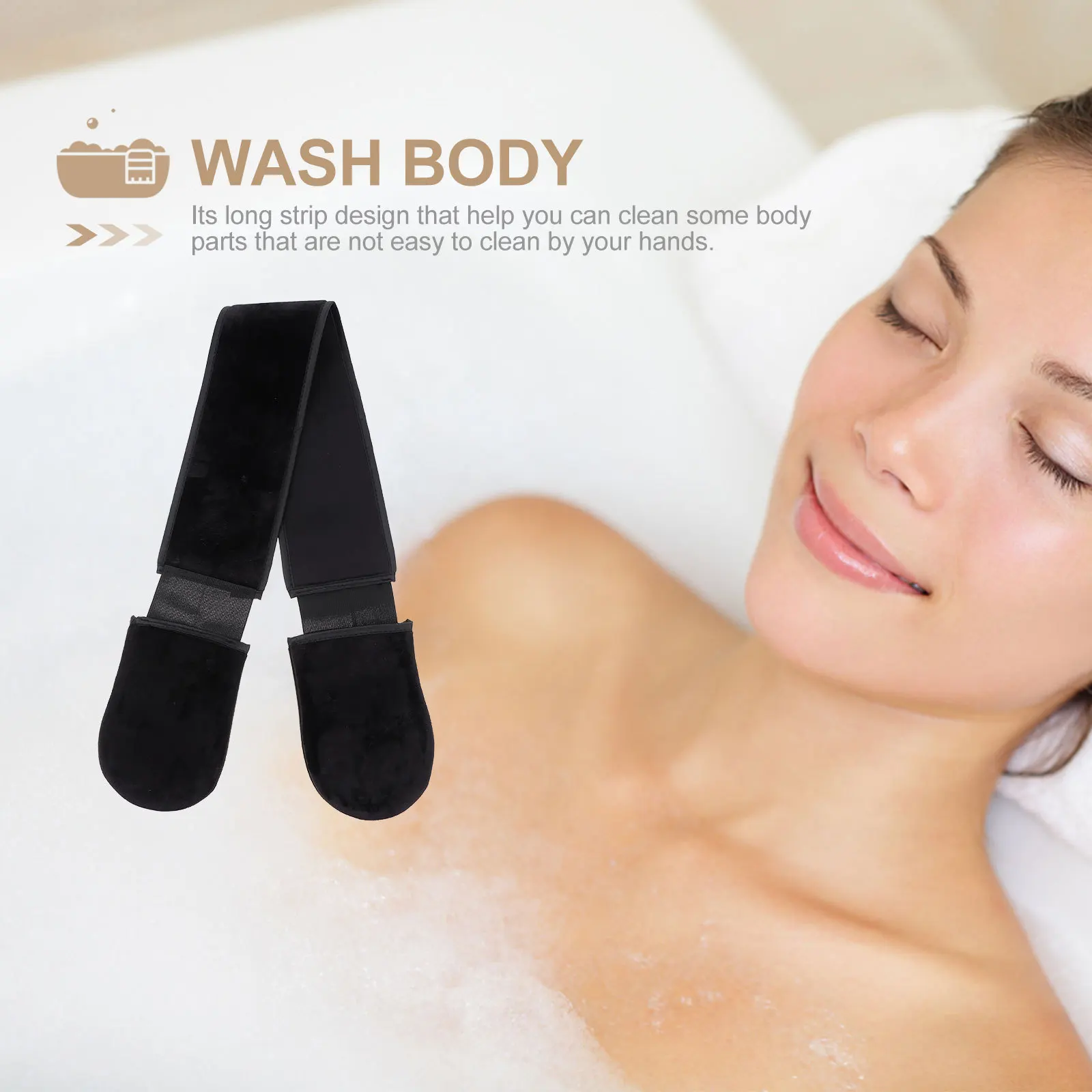 1 قطعة منظف الجسم حمام فرشاة حزام أسود شريط طويل تصميم مريح دائم الاستحمام أداة امتصاص الرطوبة الجلد ودية