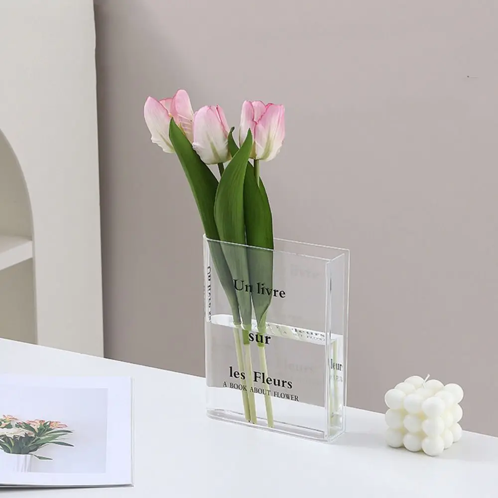 

Modern Book Letter Acrylic Vase Unique Shape Minimalist Hydroponic Decorative Vase Aesthetic Transparent Vase Green Plant