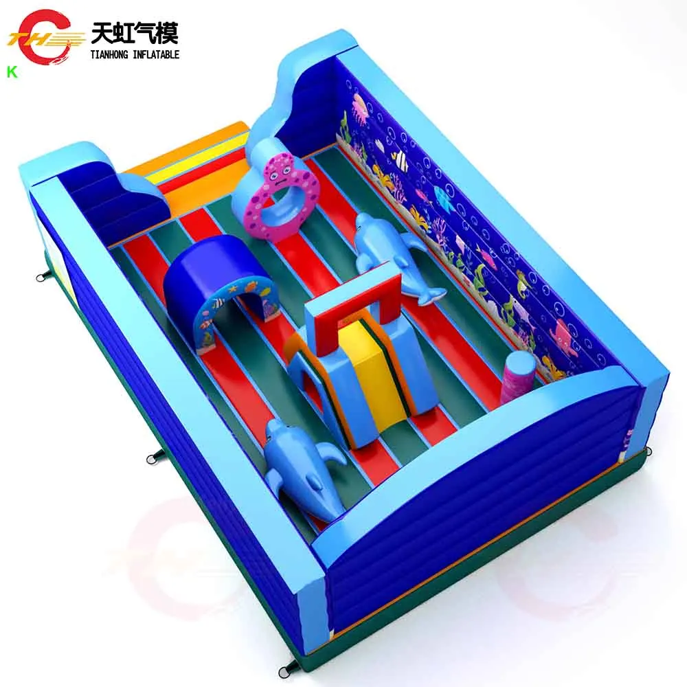 7x5m Sea World Theme Commercial Inflatable Bouncer Obstacle for Children Indoor Inflatable Bounce Castle Playground with Blower