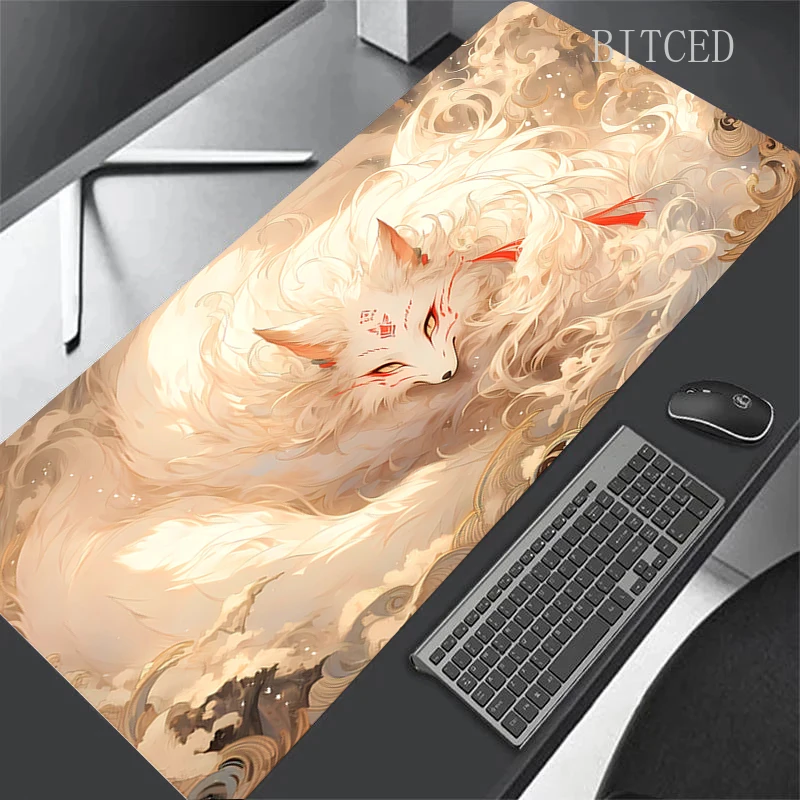 Kawaii mouse pad raposa tapete de mesa mousepad tapetes de mesa do computador 100x50cm grandes almofadas de mesa grande gamer grande mouse pads teclado xxl