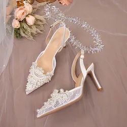 Sandalias Brand High Heel Sandals Women 2023 Summer New Lace Wedding Shoe Sexy Banquet Shoe Designer High Heel Women Shoe туфли