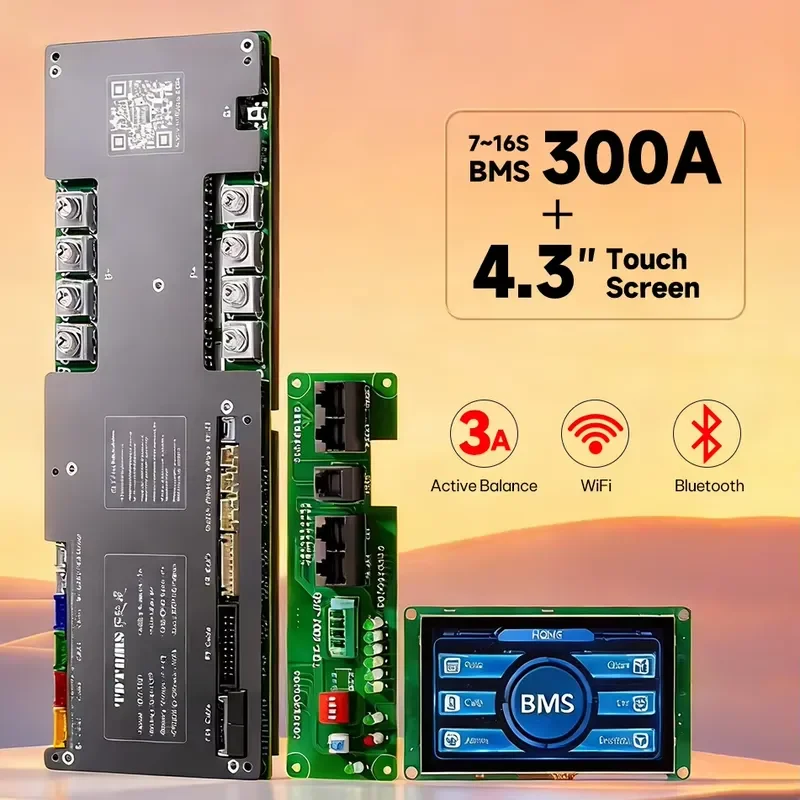 TDT 8S 16S 100A 200A LiFePO4 BMS with Smart LCD and RS485 for 24V 48V Balance Battery Protection Board LFP CAN RS485 WIFI BMS