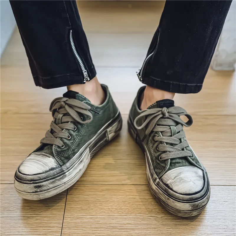 Casual canvas men's shoes Trendy and versatile designer styles Fashion Party Personalized shoes for young people Thick soled view 5