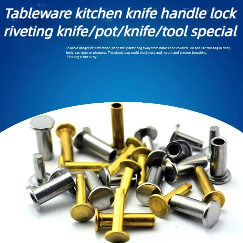 

20 Sets Brass Stainless Steel Knife Handle Split Lock Rivet Shank Fastener Attachment Bolts Screws Kitchen Knives Cookware Tools
