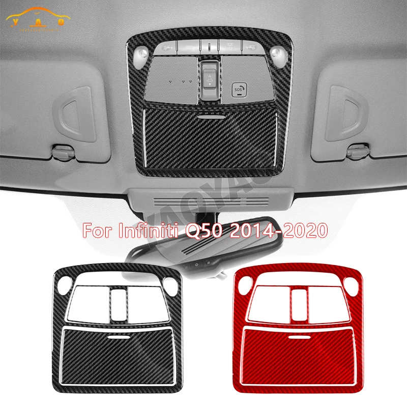 

Carbon Fiber For Infiniti Q50 2014-2020 Inner Roof Reading Light Set Sticker Car Accessories Interior Cover Trim Modification
