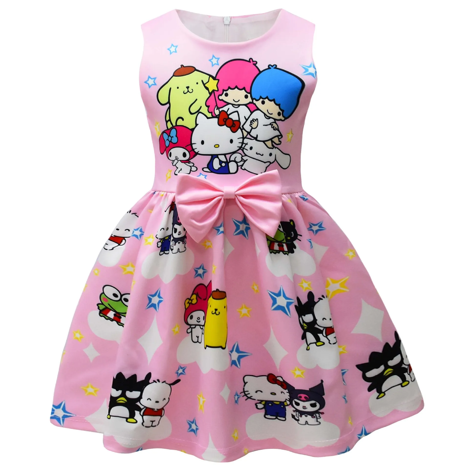 

Lovely Girls Clothes Summer Cosplay Costume Sweet Cute Cartoon Print Bowknot Sleeveless Princess Lolita Dress for Party Wear