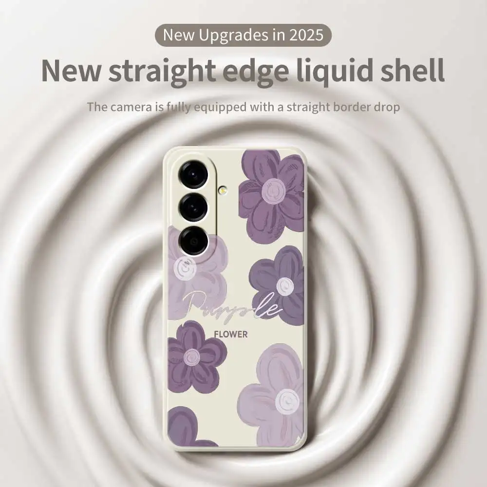 紫色の花柄スマホケース Samsung Galaxy A56 A32 A23 A22 5G A32 A23 4G A55 A54 A53 A52 A51 A35 A34 A31 A25 ソフトカバー