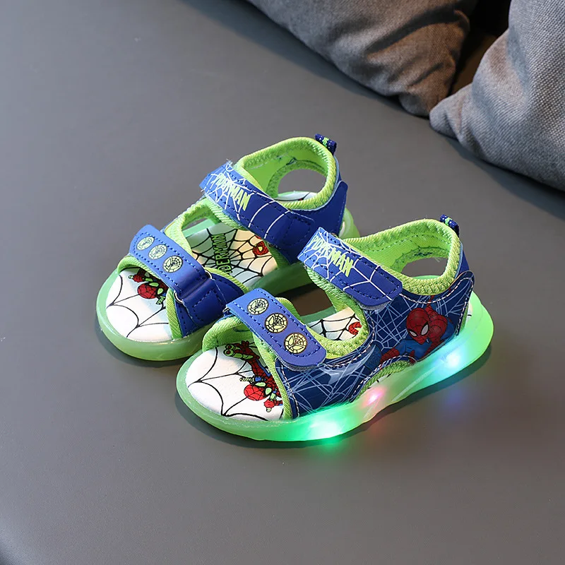 Disney Boys sandali con luce a LED bambini fondo morbido antiscivolo estate Cartoon bambino rosso verde scarpe taglia 21-30