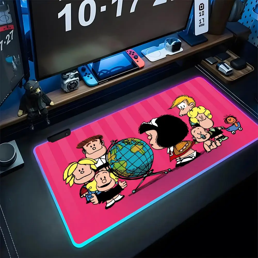 

Cartoon Mafa-ldaS Cute Mouse Cool Pad Gaming Rgb Mousepad Backlit Keyboard Gamer Girl Xxl Laptop Mat Table Pads Deskpad