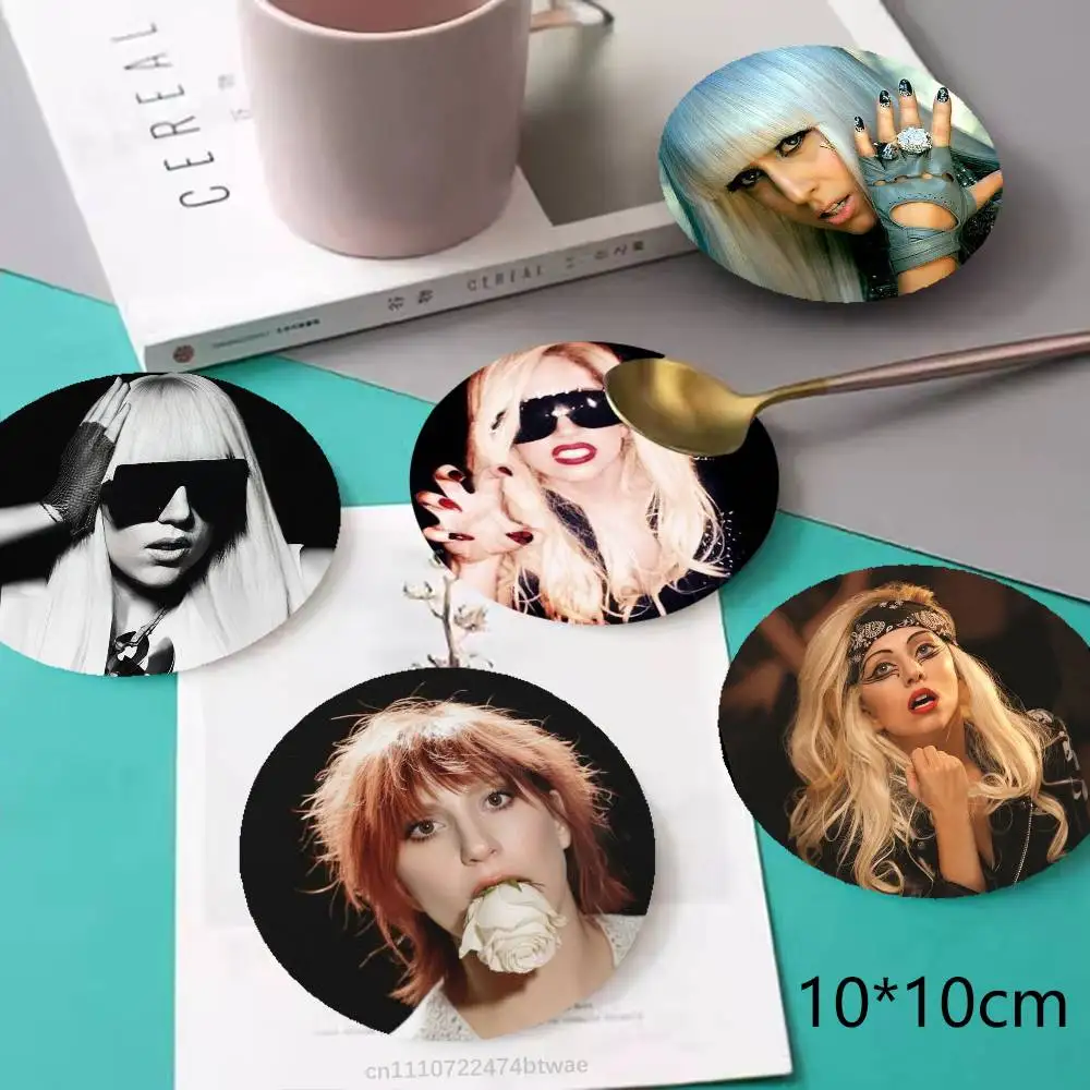 Singer L-Lady G-Gaga Wooden Coaster Set, A Must-Have For Holiday Parties, Suitable For Bars, Offices , Size 10cm X 10cm