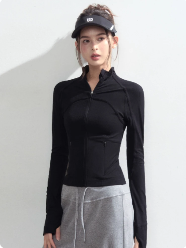 

New Slim-Fit Waist-Defining Yoga Long-Sleeve Cardigan for Women Stylish and Versatile Cropped Jacket