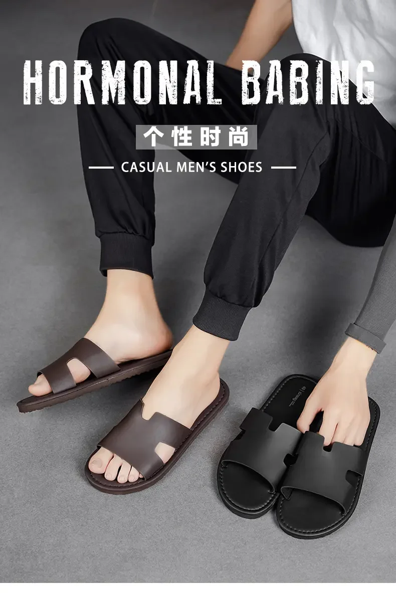Men's One Strap Roman Sandals Slippers, Cross Border Fashion Casual Slides Plus Size Large Size Outdoor Shoes