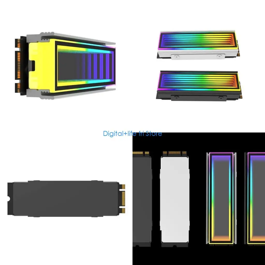 E06D M.2 SSD Heatsink SSD Heat sink Cooler SSD Radiator ARGB Light Radiator with Multi-color Modes Aluminum Radiator
