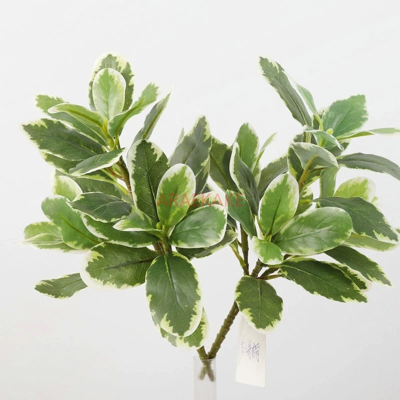 3PCS Simulate green plants, bundle color changing wood, artificial leaves, white sea paulownia leaves