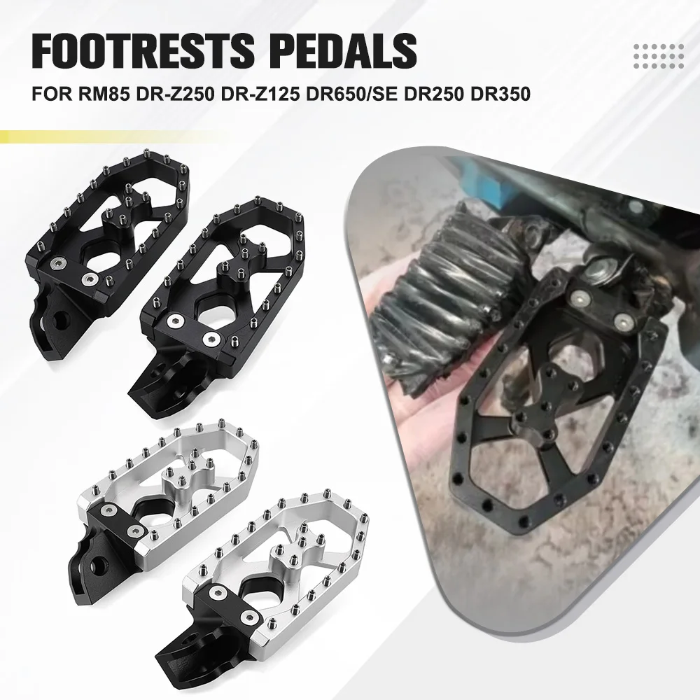 

Rotatable FootPegs Rest For Suzuki RM85 DR-Z250 DR-Z125 DR650/SE DR250 DR350 Front Footrest Adjustable Extend Lowering Foot Pegs