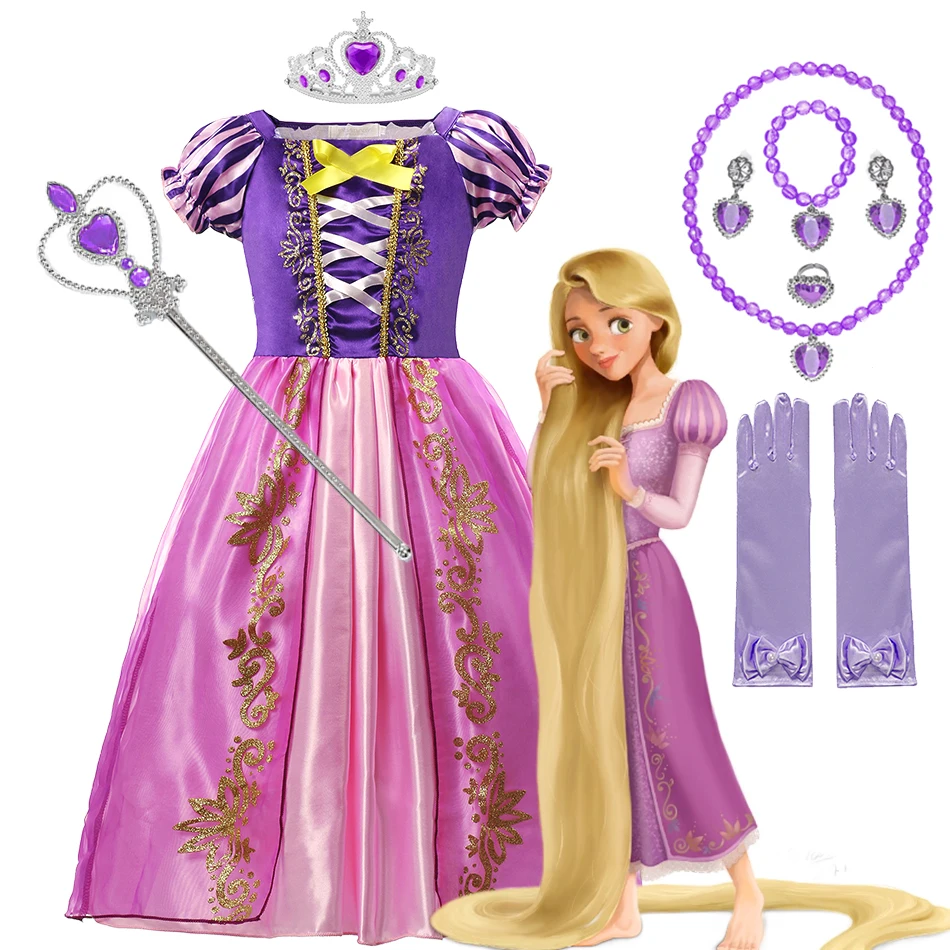 

Disney Children Girl Rapunzel Dress Kids Tangled Disguise Carnival Girl Princess Costume Birthday Party Gown Outfit Clothes