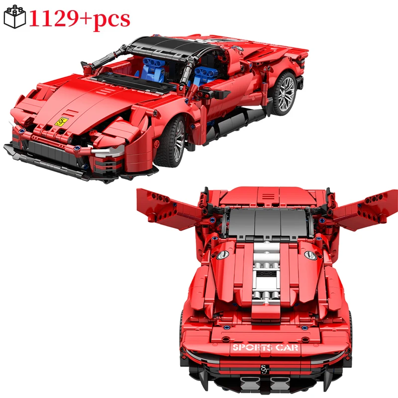 New Technical Ferrareed Sp3 Super Sports Car Building Blocks Racing Car City Speed Famous Vehicle Bricks Model Toys Kid Gift