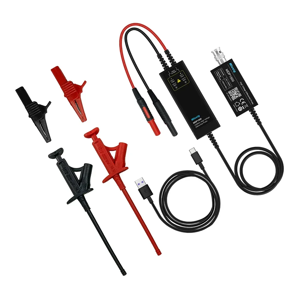 Micsig NEW Oscilloscope High Voltage Differential Probe Kit 1300V 100MHz 3.5ns Rise Time 50X/500X Attenuation Rate DP10013