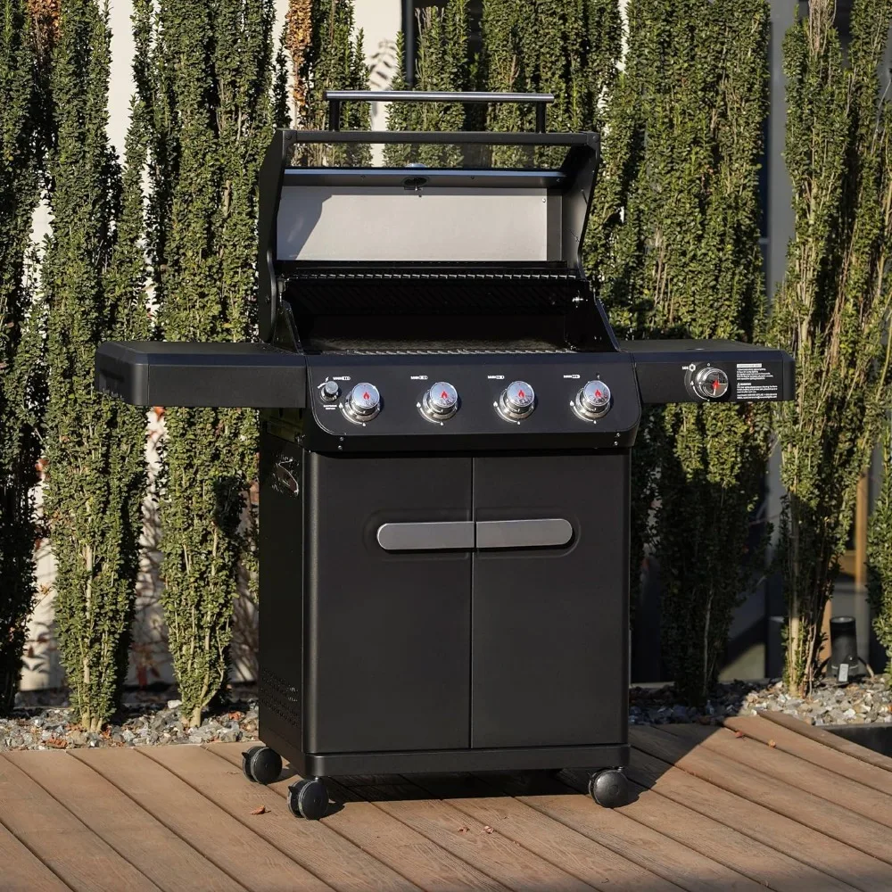 

BBQ Grills,Outdoor Barbecue Stainless Steel 4 Burner Propane Gas Grill,With Side BurnerAndLED Controls,Outdoors Large BBQ Grills