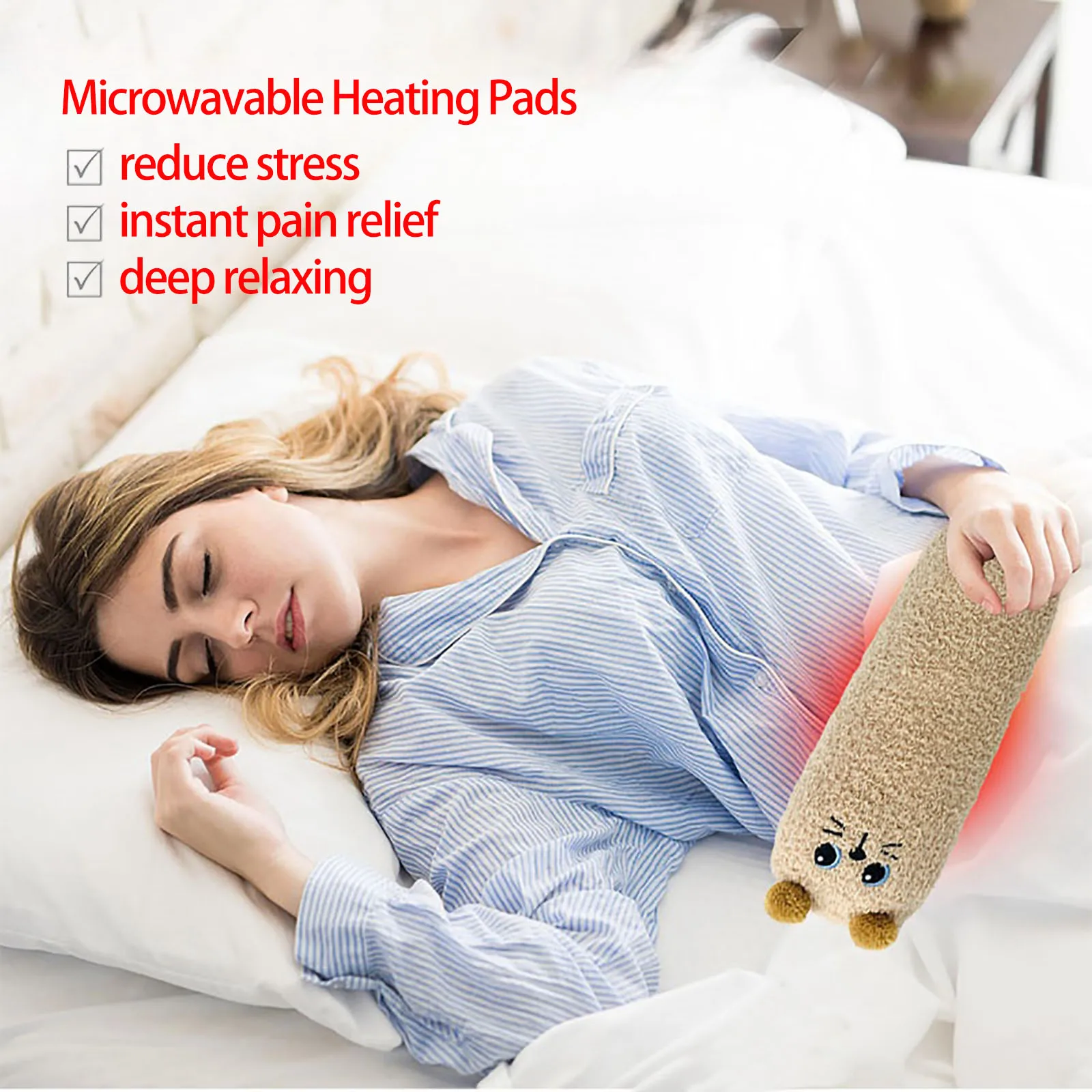 1PC Moist Microwave Heating Pad for Cramps Pain Relief Unscented Cute Stuffed Animal Microwavable Hot Pad for Neck Shoulder Back