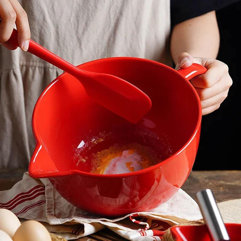 Large Size Ceramic Mixing Bowl with Sharp Mouth Drainage for Egg Beating And Baking Red Cup Lepantry Home Use Bowl Set
