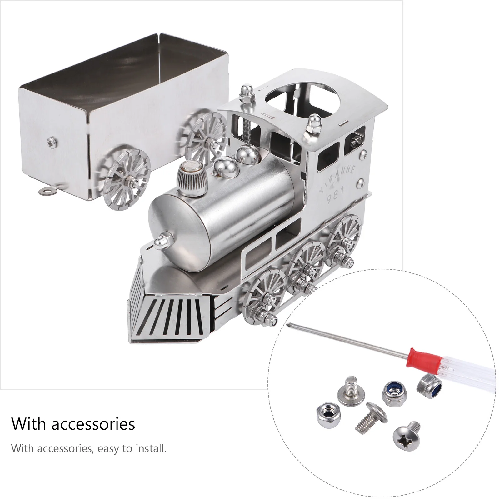 1Set Stoomlocomotief Standbeeld Desktop Trein Ornament Retro Huishoudelijke Decor Display Collectie Trein Decoratief Bureauaccessoire