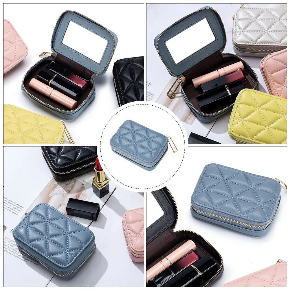 

Portable Lipstick Bag PU Material Durable Travel Makeup Storage Organizer Small Case Toiletry Brush Holder