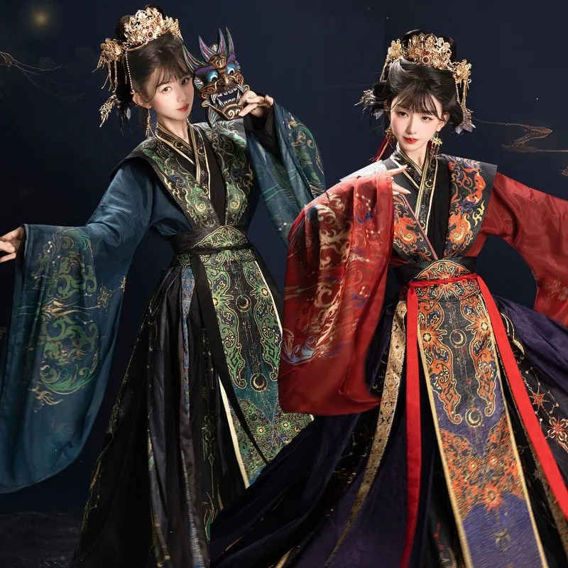 dark-black-hanfu-for-men-women-ethnic-exotic-style-collar-printing-clothing-traditional-chinese-hanfu-carnival