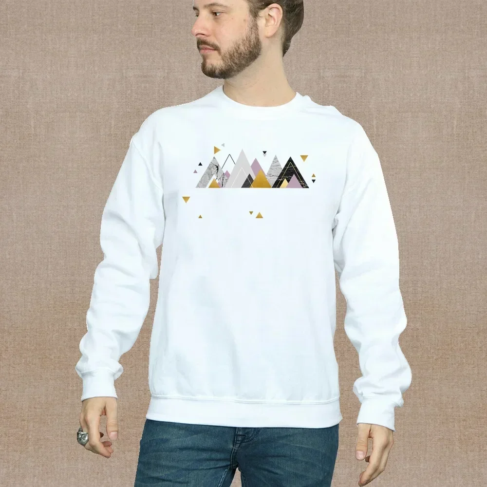 Men's Warm Long-sleeved Sweatshirt Basic Pullover Youth Casual Irregular Graphic Print Pattern O-neck White Commuter Hoodies