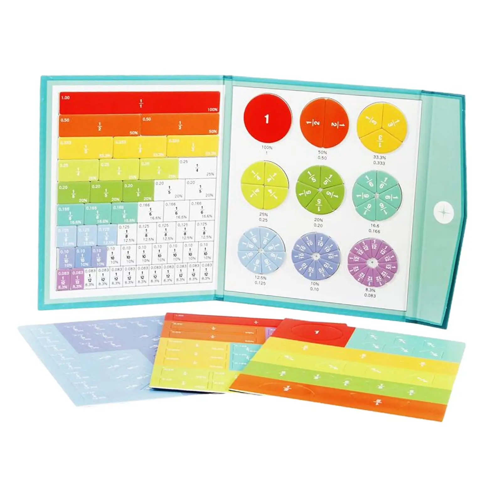 Rainbow Color Fraction Tiles Circles Math Toys for Elementary School Teaching Aids