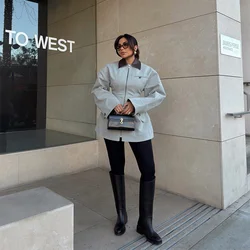 Women's Lapel Long Sleeves Versatile Jacket Stylish Zipper Slim Fit Chic Outdoors Coat Female Unique Street Casual Clothing