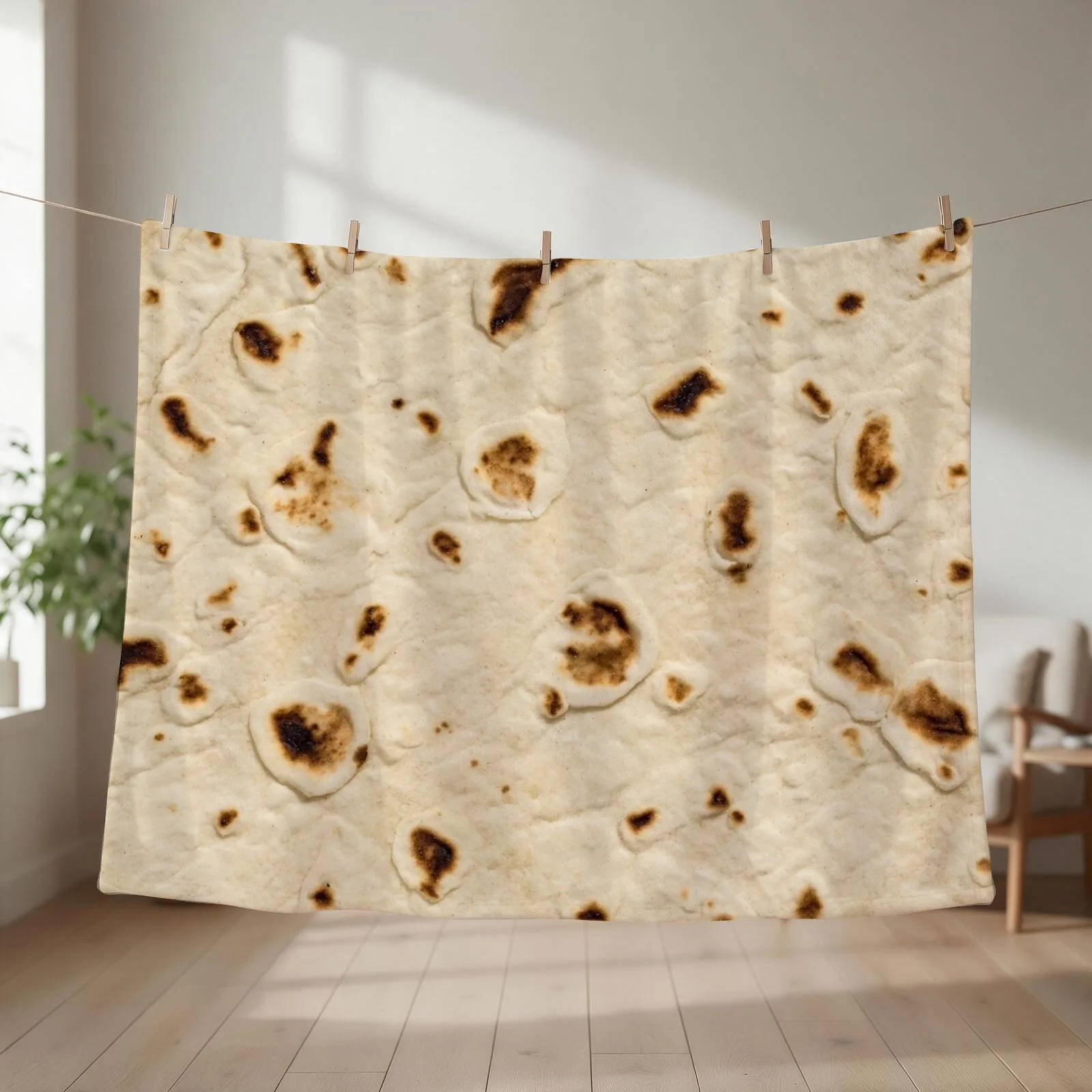 Burrito Tortilla Wrap Throw Blanket couch cozy soft plush fuzzy picnic outdoor blanket