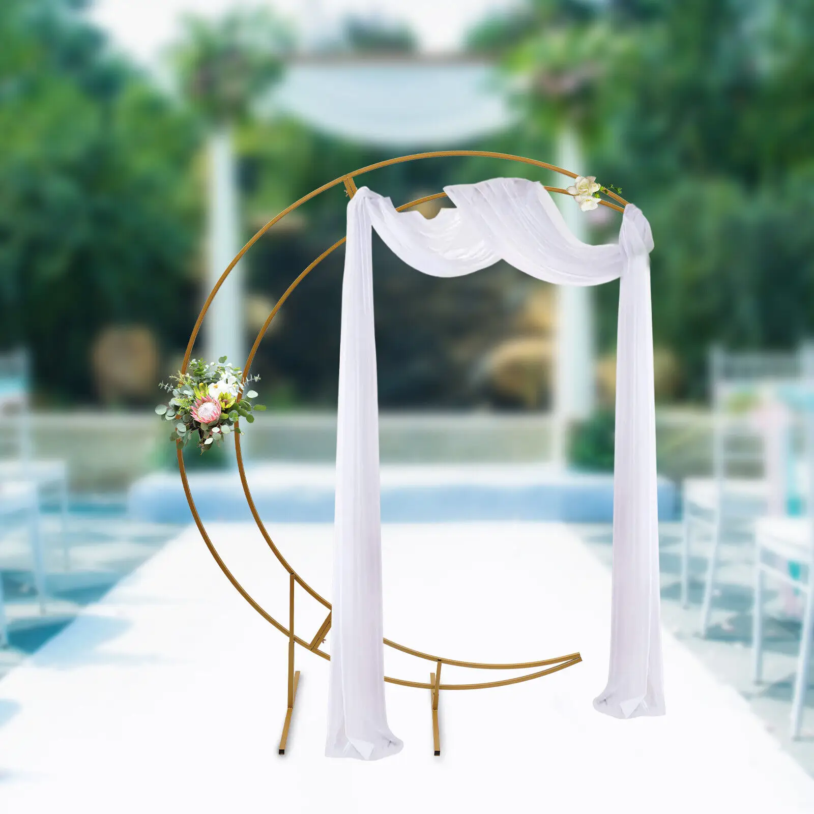 Imagem -04 - Metal Lua Crescente Casamento Arco Stand 7ft Curvo Flor Balão Frame Casamento Arcos para Decoração do Jardim