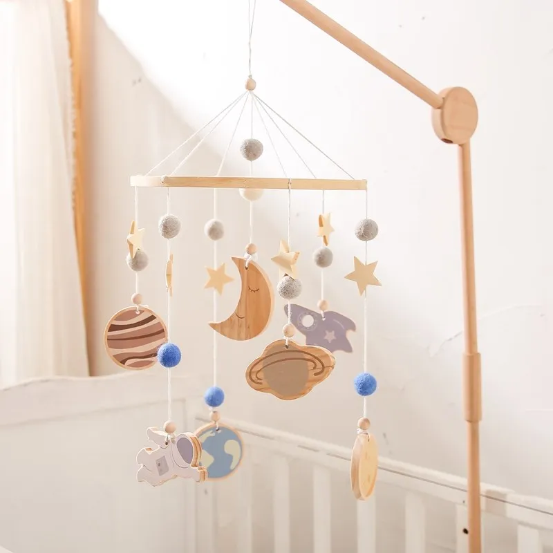 Baby Bed Bell Mobile Rattle Toys 0-12 Months Space Planet Pendant Crib Bed Bell Toddler Rattles Carousel Kid Musical Toys Gifts